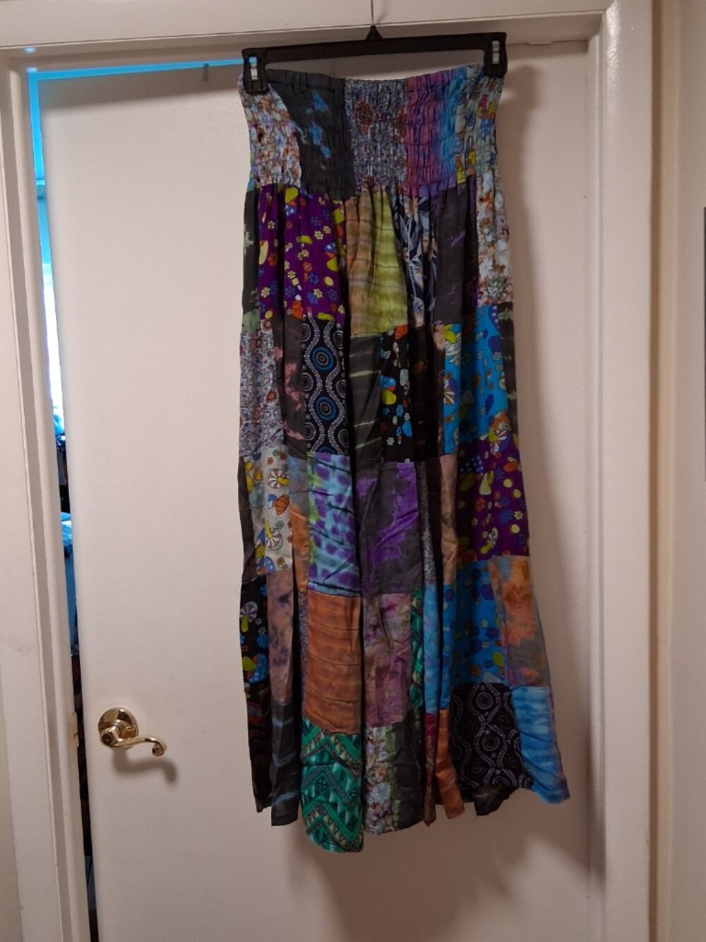 Patchwork smocked shirred bodice Skirt/ Dress NEW  /B3